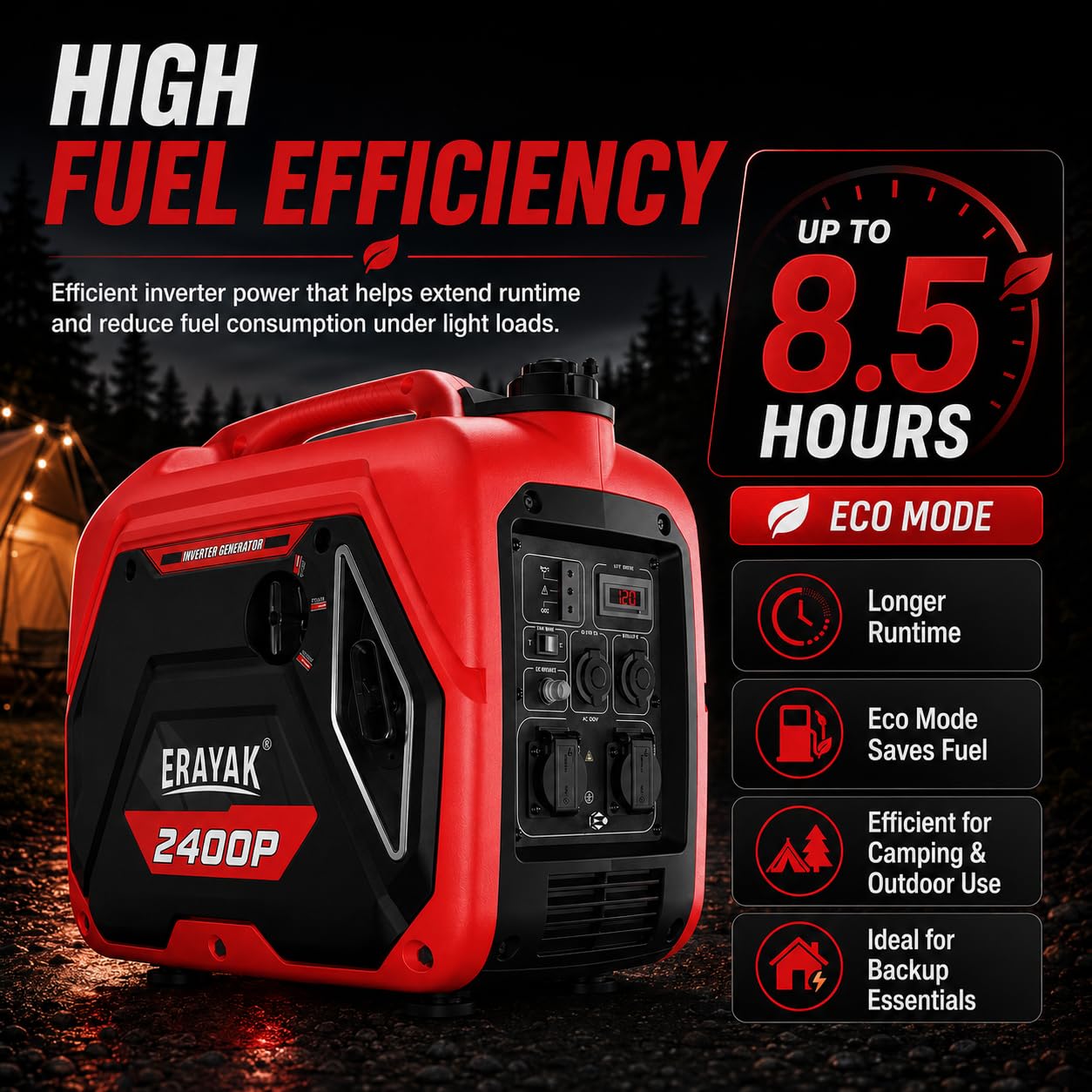 Amazon | ERAYAK 2400W ポータブルインバーター発電機 家庭用 超静音